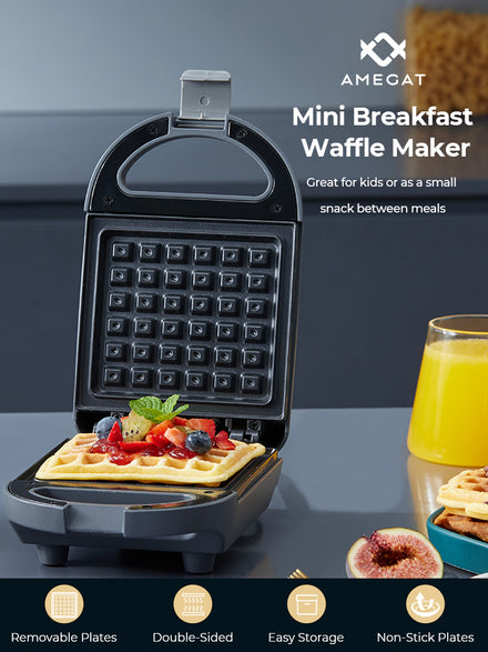 Mini Waffle Maker, Non-Stick Waffle Iron Small, Breakfast Machine for  Kinds, Hash Browns, Keto, Snacks, Gray, Fast Heating, 600W, AMEGAT - Yahoo  Shopping